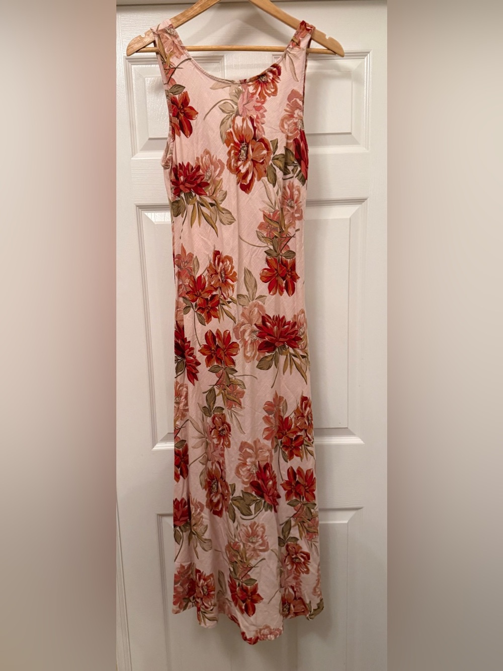 Paper Heart Women's Pink Floral Maxi Dress - Sleeveless Summer XL Linen Blend